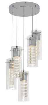 Hologram 25-Watt Integrated LED 5-Light Chrome Modern Hanging Pendant Light for Living Room
